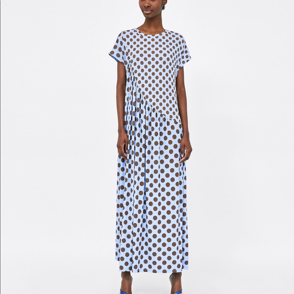 Zara gathered polka dot dress